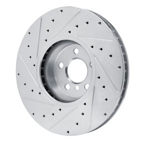BMW 430I Brake Rotor (1) - Front, Left - R1 Concepts - Drilled & Slotted - Silver - `16-`25